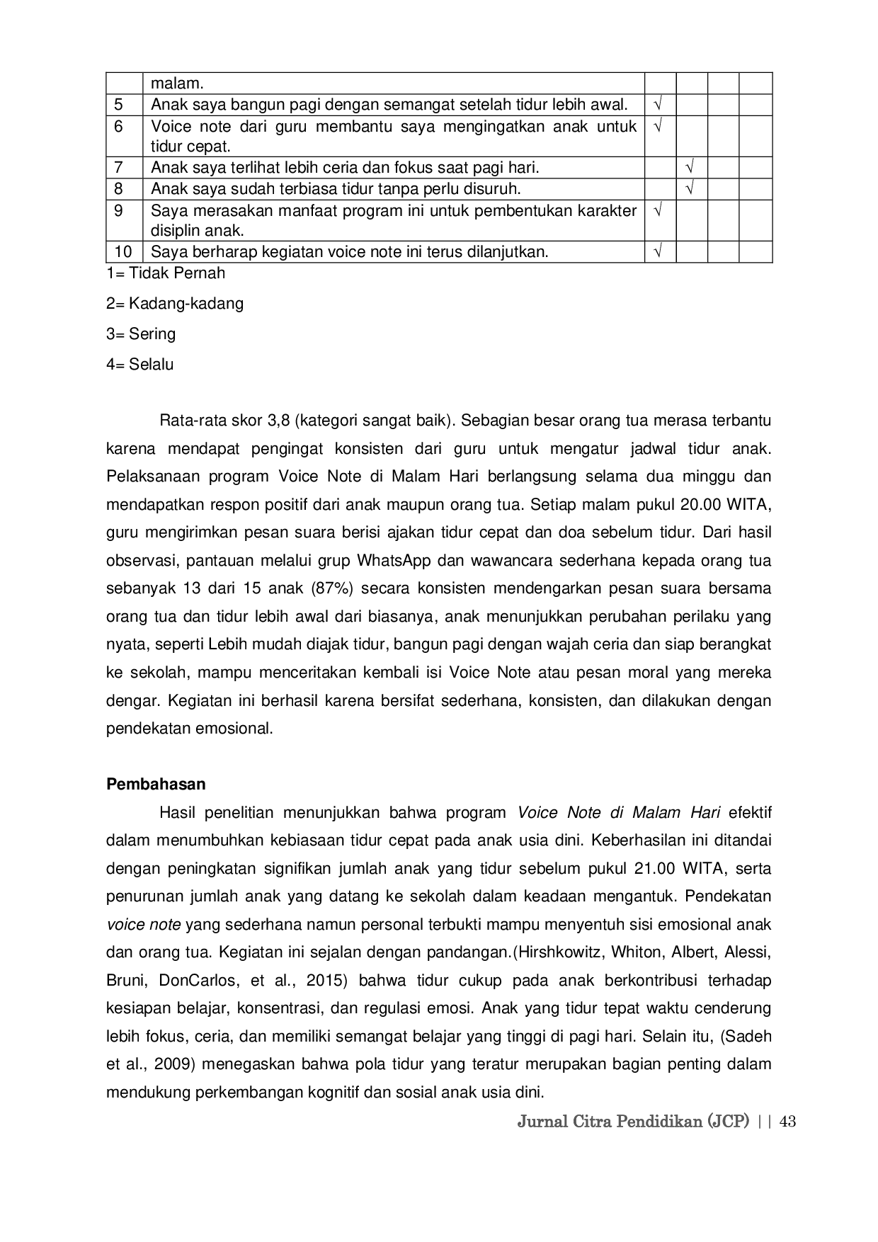 JURIS Sigurta Sinergi Guru Orang Tua dalam Menumbuhkan Kebiasaan Tidur Cepat Anak Melalui Voice Note Malam Hari