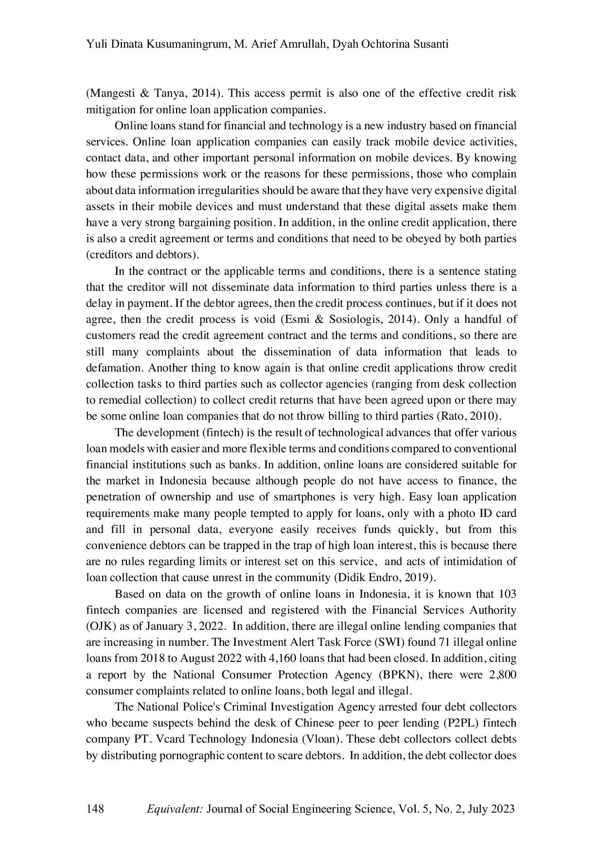 JURIS Pertanggungjawaban Pidana Korporasi Terhadap Pengguna Jasa Debt Collector dalam Melakukan Penagihan Pinjaman Online Yang Berimplikasi Tindak Pidana