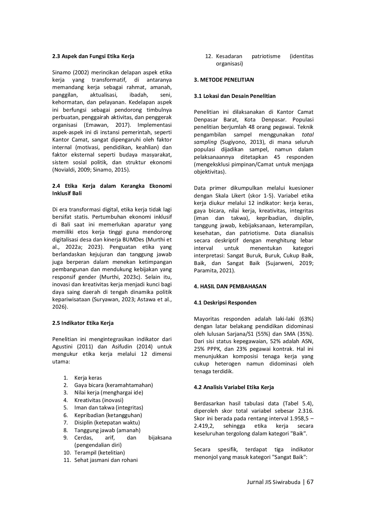 JURIS Etika Kerja Pegawai Pada Kantor Camat Denpasar Barat Kota Denpasar