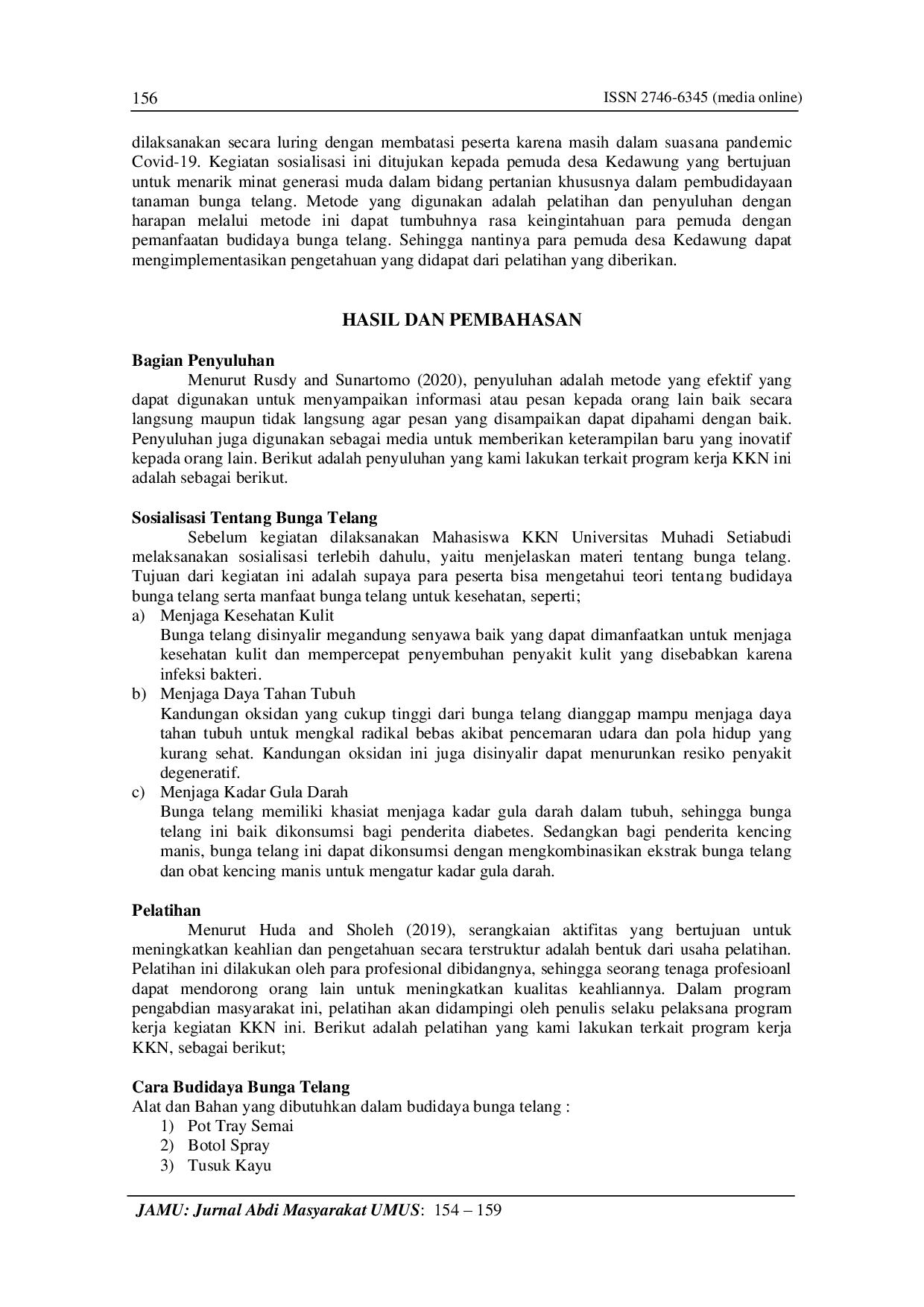 JURIS Pemanfaatan Lahan Pekarangan untuk Budidaya Bunga Telang pada Warga Desa Kedawung di Masa Pandemi Covid 19