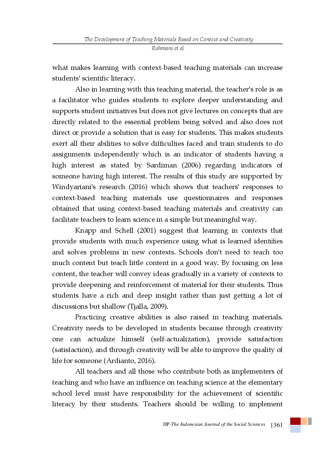 juris The Development of Teaching Materials Based on Context and Creativity to Increase Students Scientific Literacy