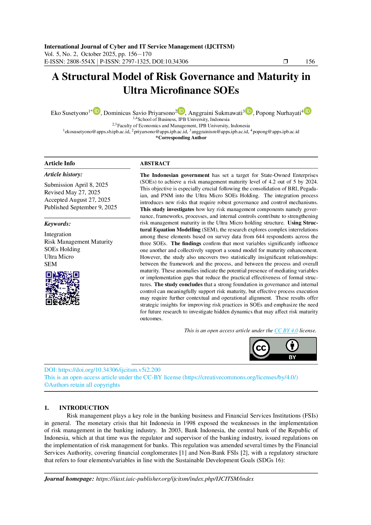 JURIS A Structural Model of Risk Governance and Maturity in Ultra Microfinance SOEs