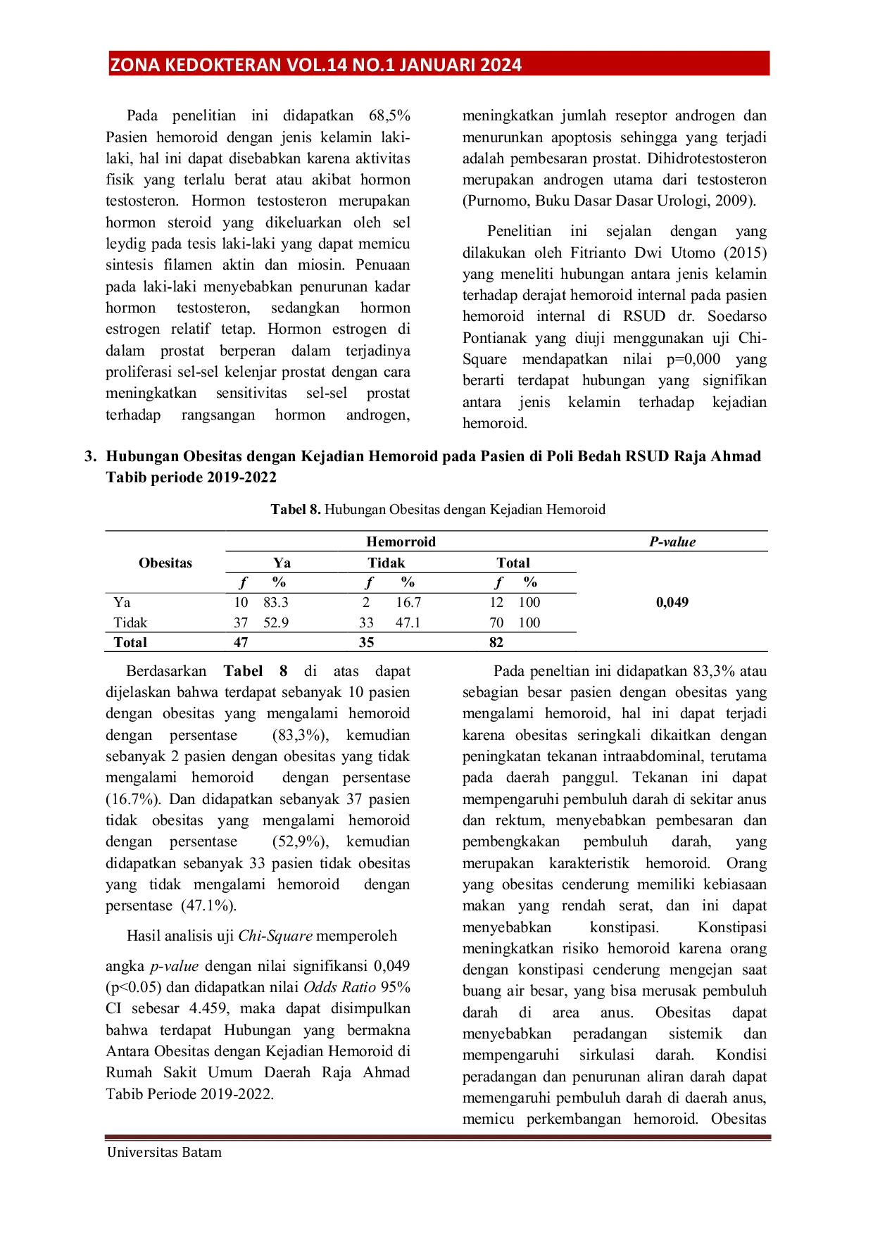 JURIS Faktor Faktor Yang Berhubungan Dengan Kejadian Hemoroid Pada Pasien Di Poli Bedah Rsud Raja Ahmad Tabib Tahun 2019 2022
