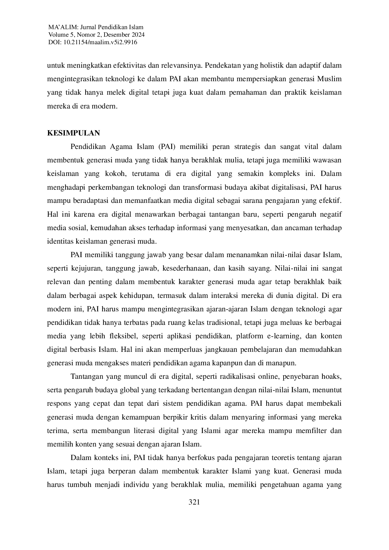 JURIS Peran Strategis Pendidikan Agama Islam dalam Membentuk Generasi Berakhlak dan Berwawasan Keislaman di Era Digital Peran Pendidikan Agama Islam PAI dalam Pembentukan Akhlak