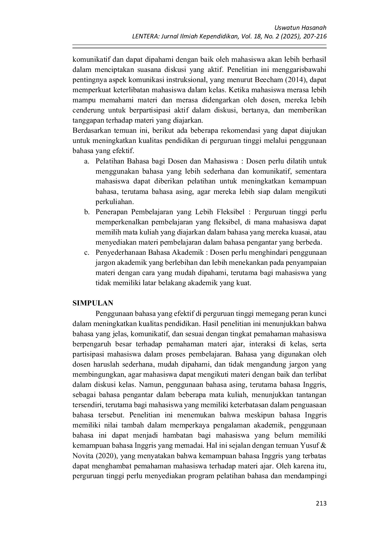 JURIS Meningkatkan Kualitas Pendidikan melalui Penggunaan Bahasa yang Efektif di Perguruan Tinggi