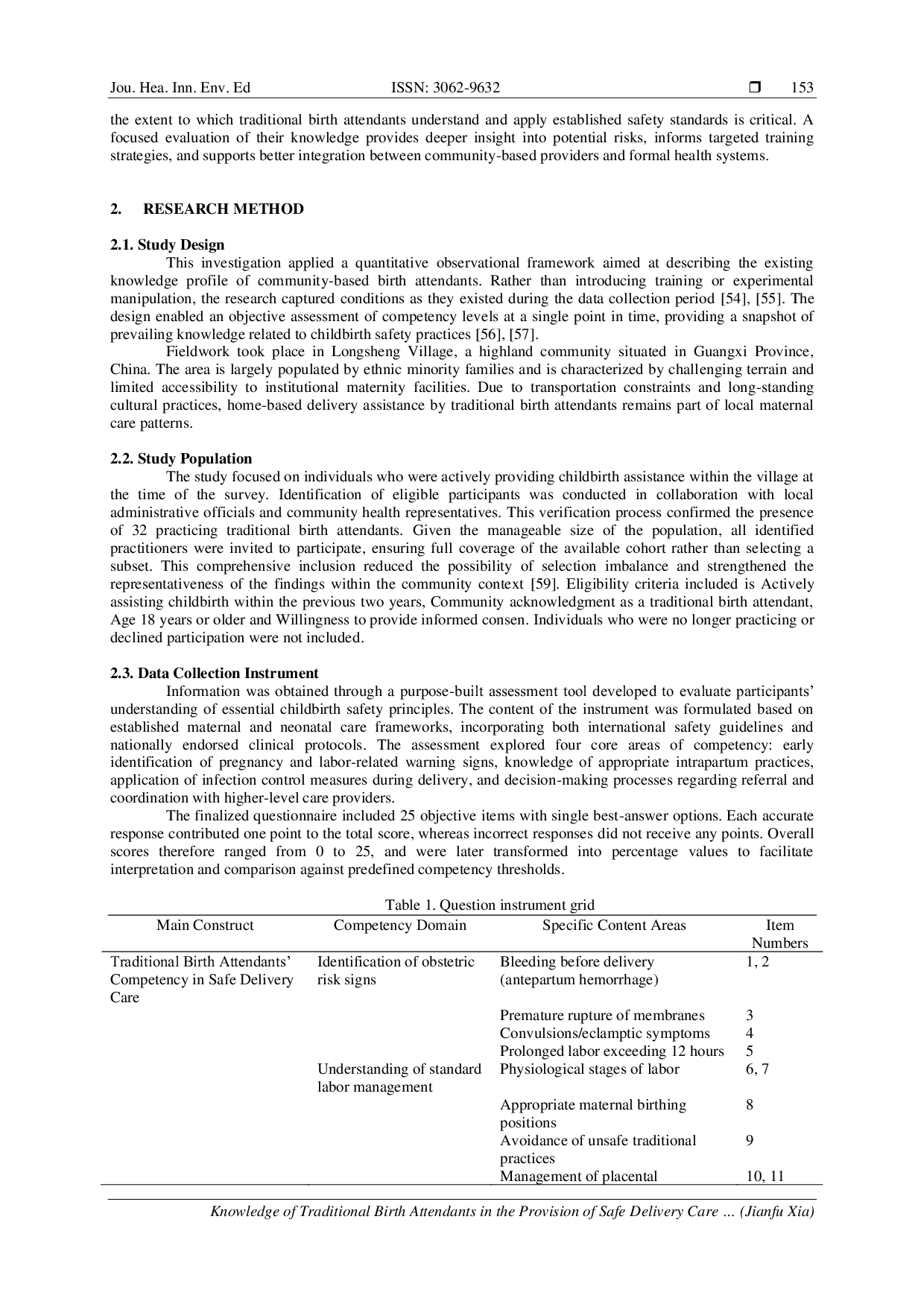 JURIS Alignment of Traditional Birth Attendant Practices with Safe Delivery Guidelines Insights from Rural Longsheng China