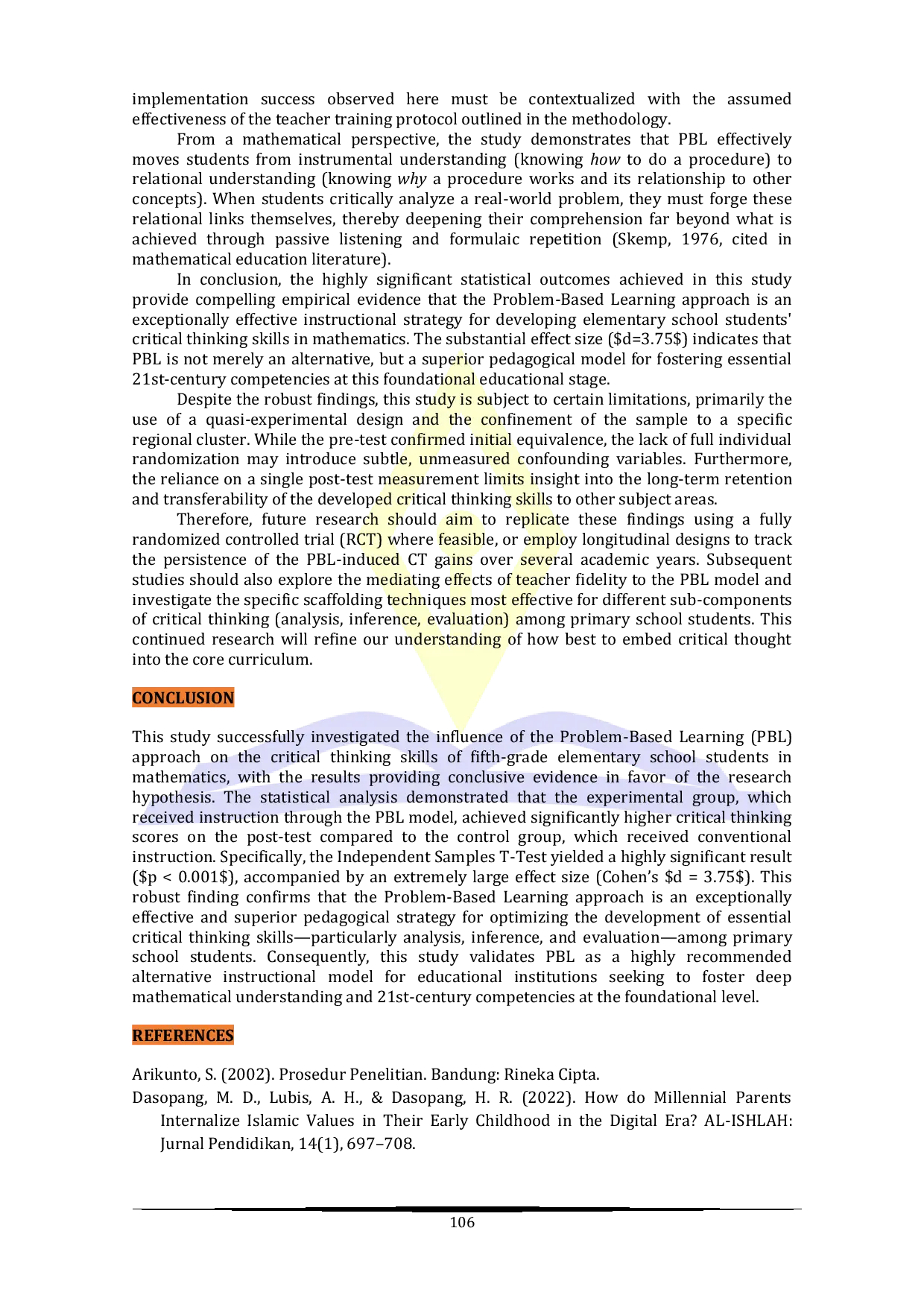 JURIS Effect of Problem Based Learning Approach on Elementary School Students Critical Thinking Skills in Mathematics Learning