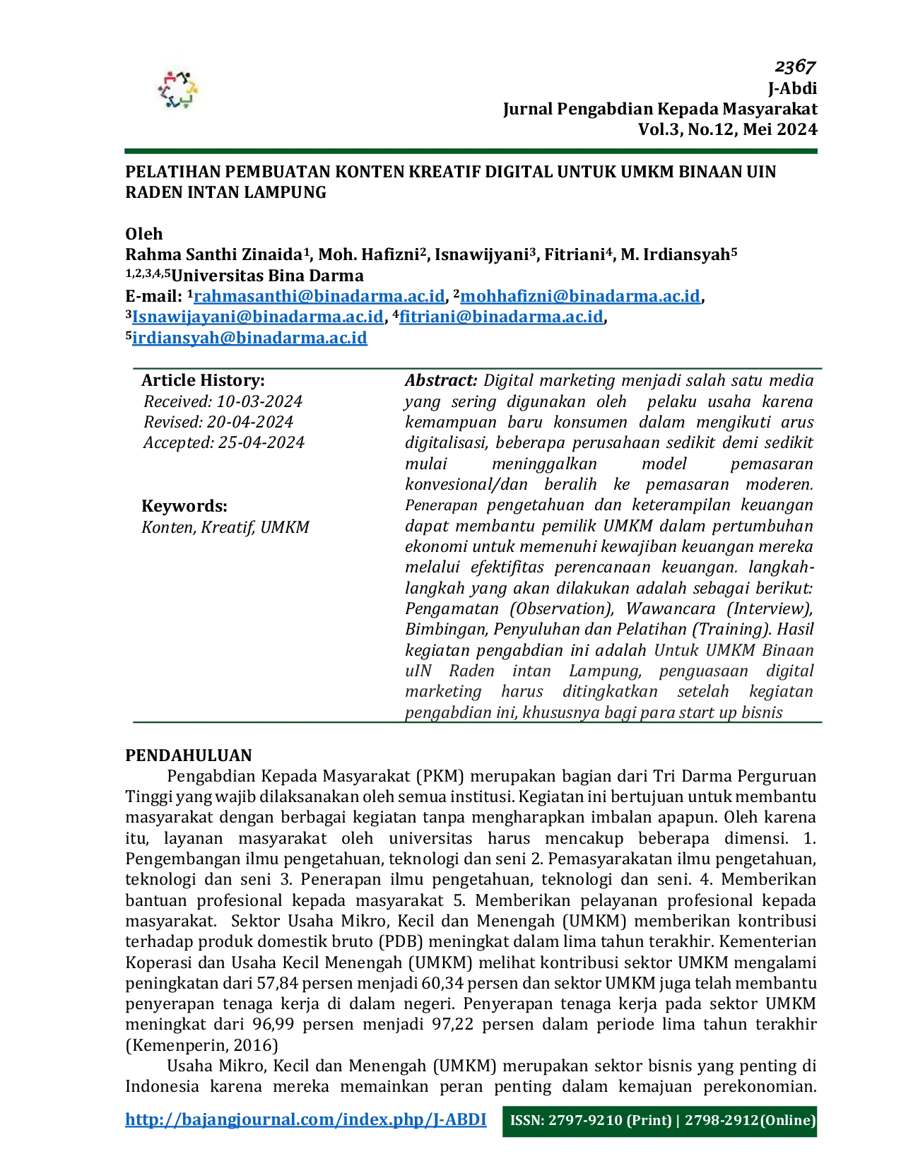 JURIS Pelatihan Pembuatan Konten Kreatif Digital Untuk UMKM Binaan UIN Raden Intan Lampung