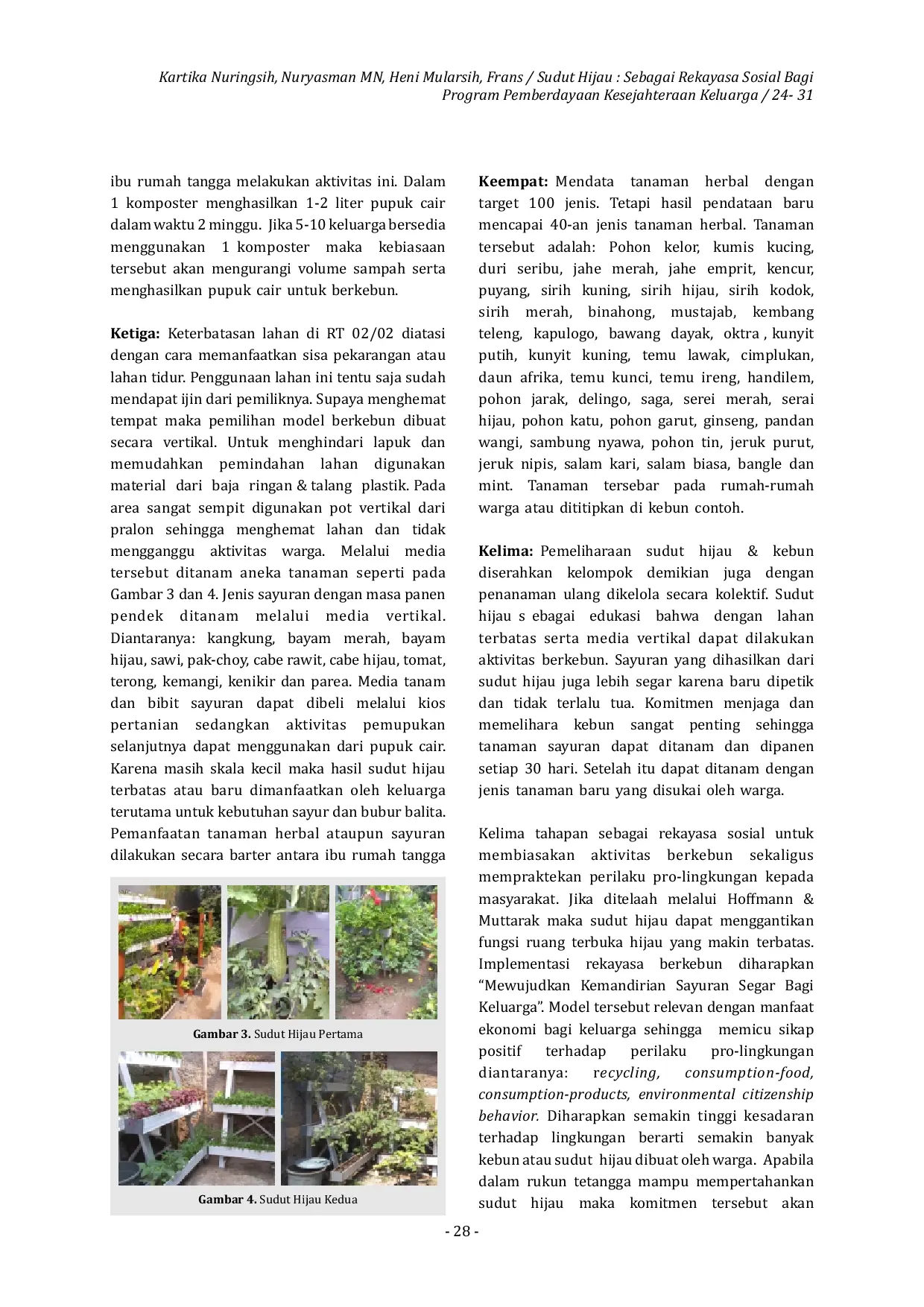 JURIS Sudut Hijau Rekayasa Sosial bagi Program Pemberdayaan Kesejahteraan Keluarga