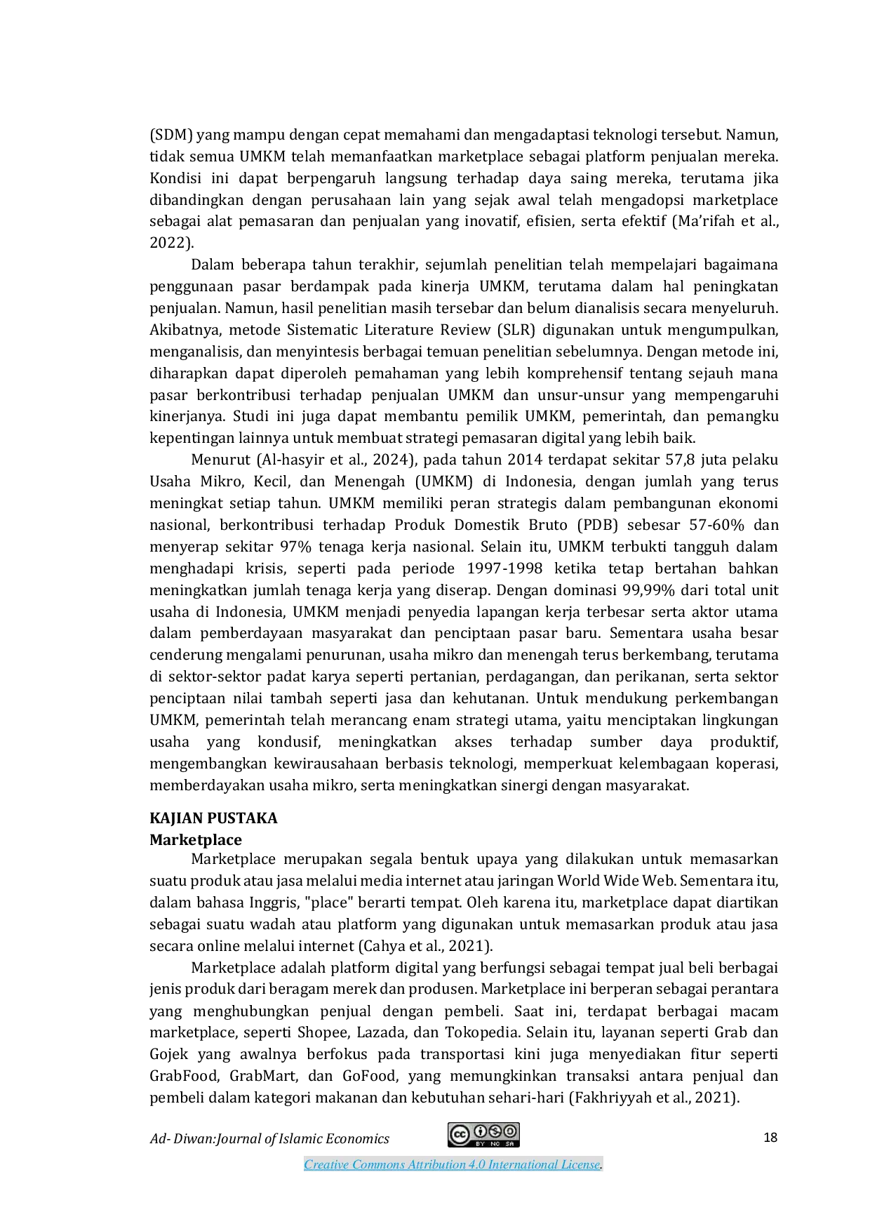 JURIS Analisis Pengaruh Penggunaan Marketplace Terhadap Peningkatan Penjualan UMKM Tinjauan Menggunakan Metode Systematic Literature Review