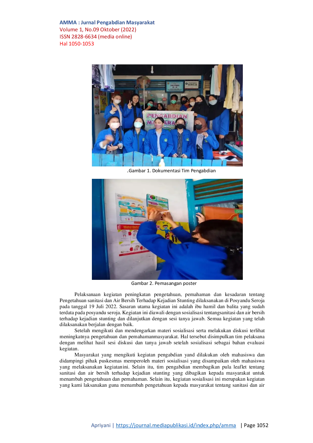 JURIS Sosialisasi Sanitasi dan Air Bersih Terhadap Pencegahan Stunting di Posyandu Seroja Kota Samarinda