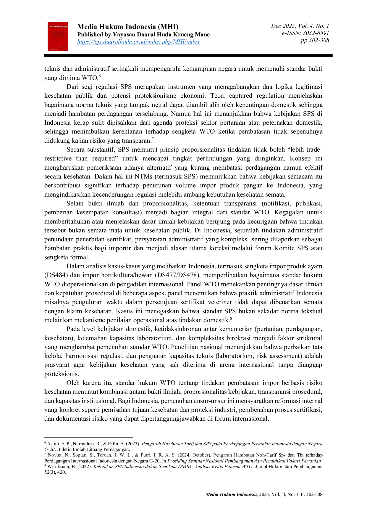 JURIS Analisis Legalitas Pembatasan Impor Produk Pangan Berdasarkan Alasan Kesehatan Publik dalam Kerangka WTO