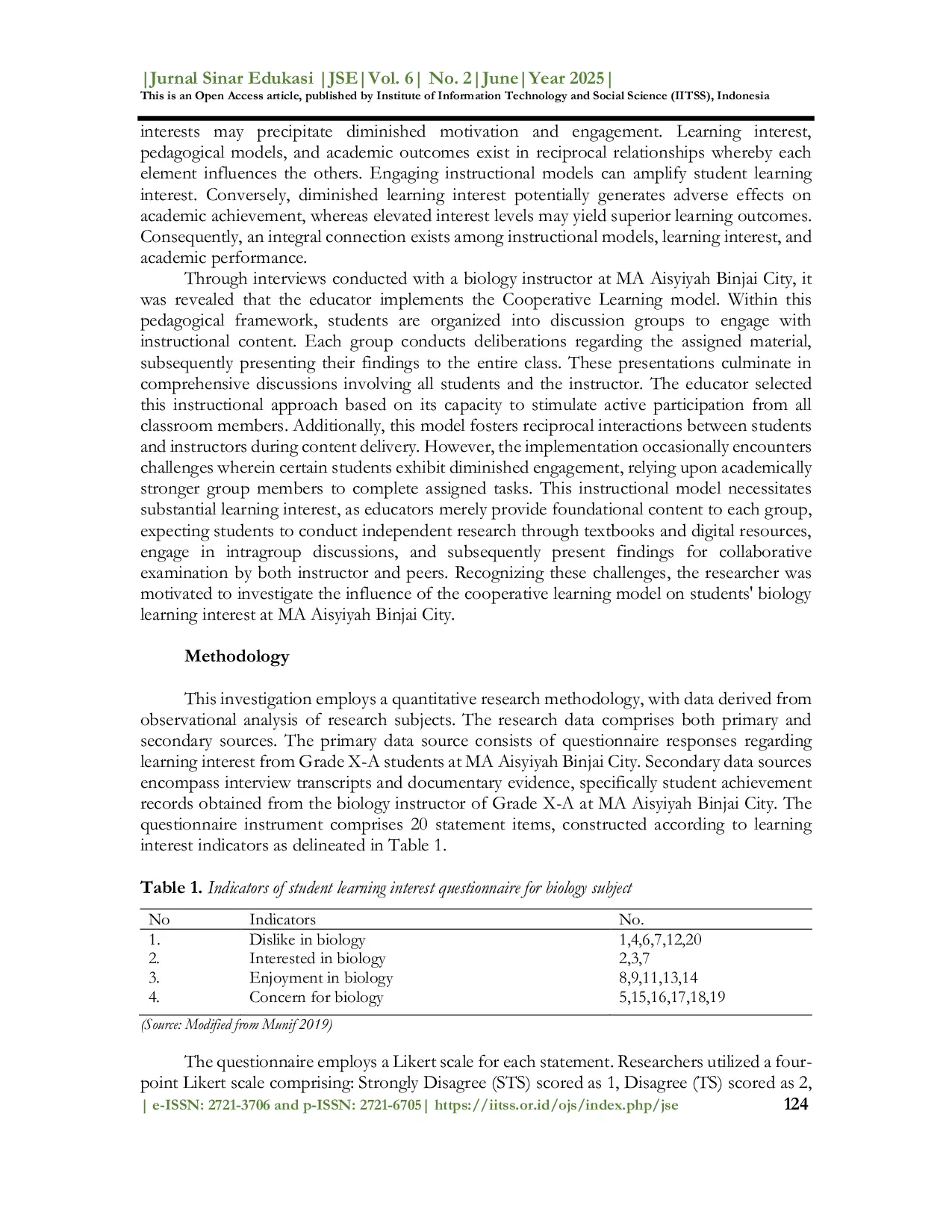 JURIS Cooperative learning and students interest in learning biology