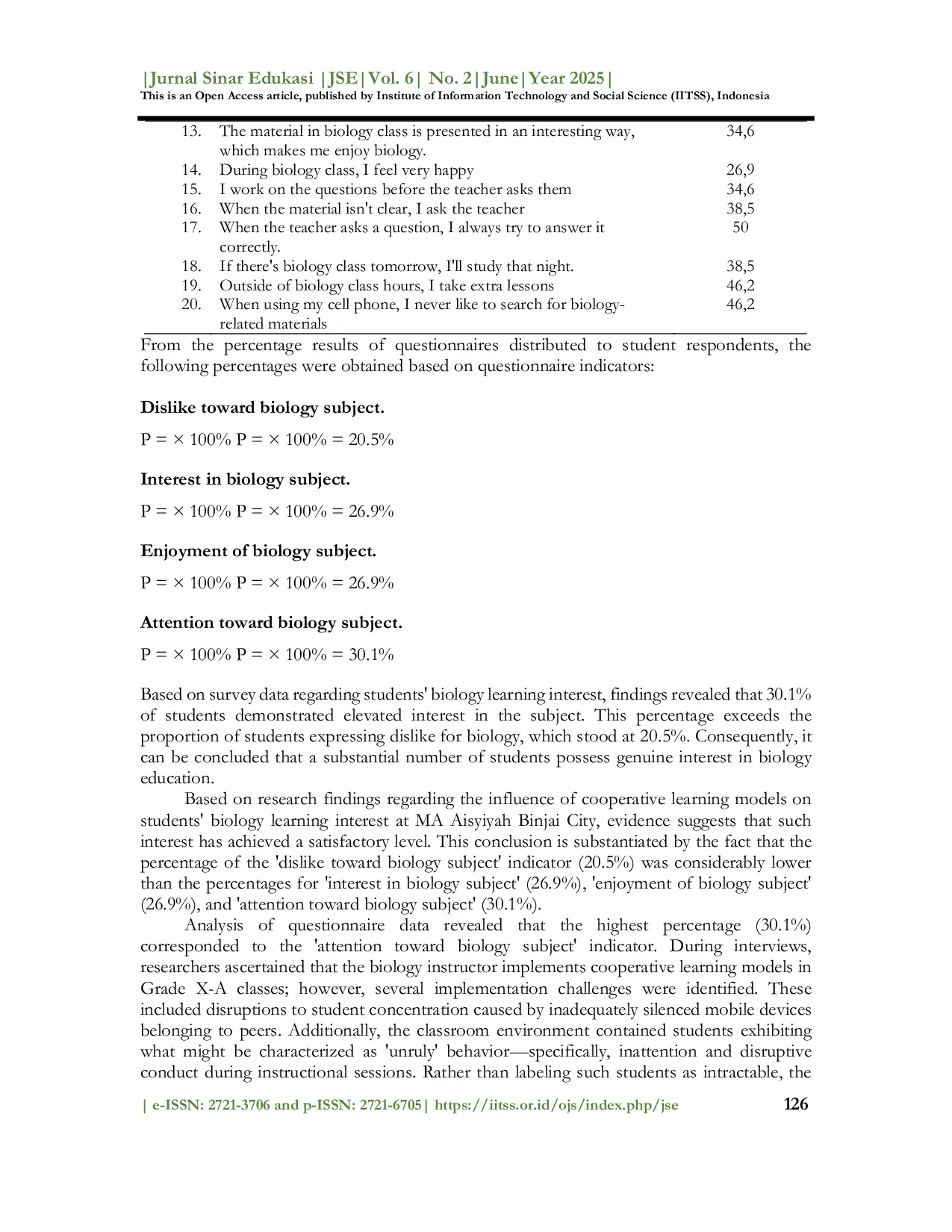 JURIS Cooperative learning and students interest in learning biology
