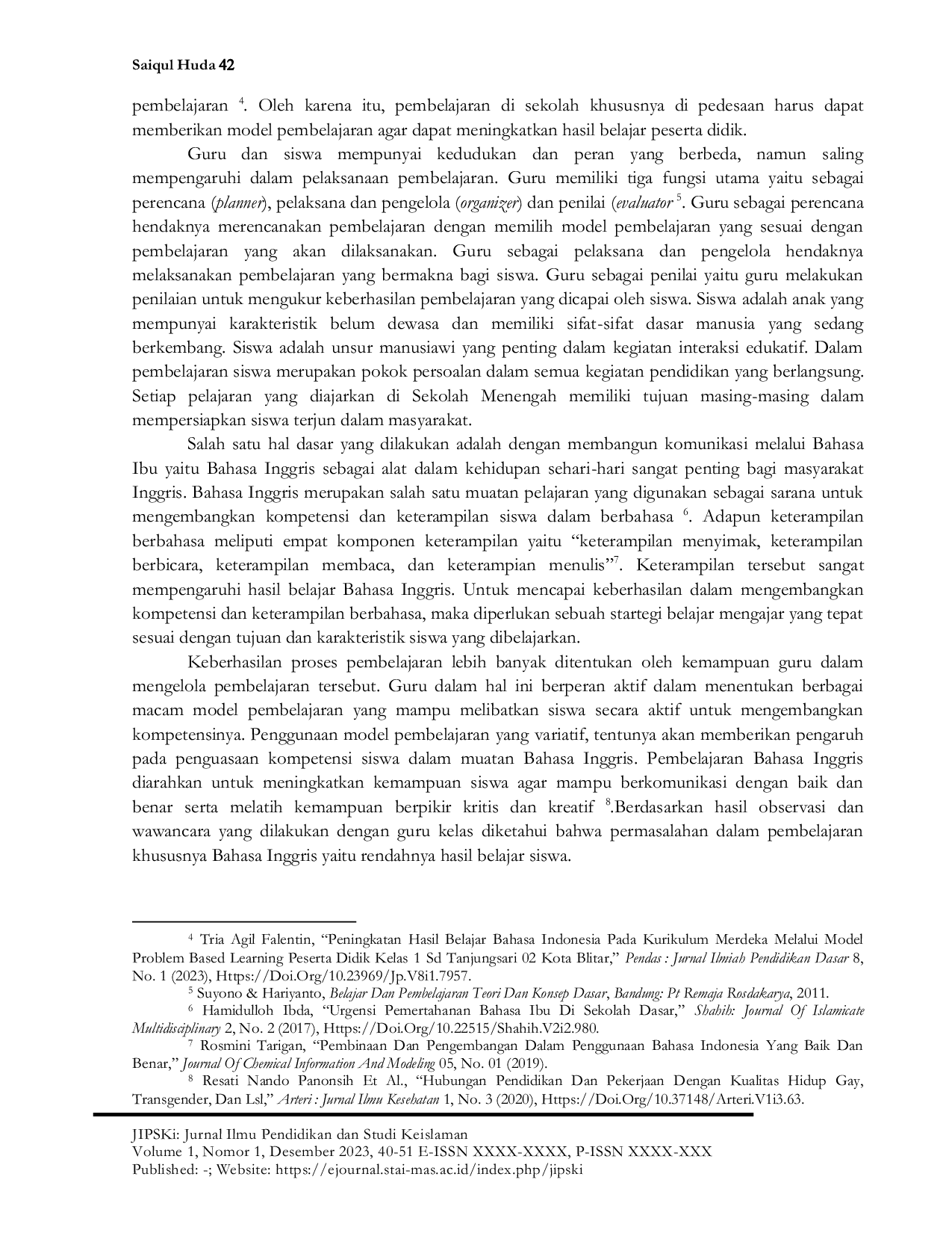 JURIS Peningkatan Hasil Belajar Bahasa Inggris Pada Kurikulum Merdeka Melalui Model Problem Based Learning Siswa Smpn 2 Sumbergempol