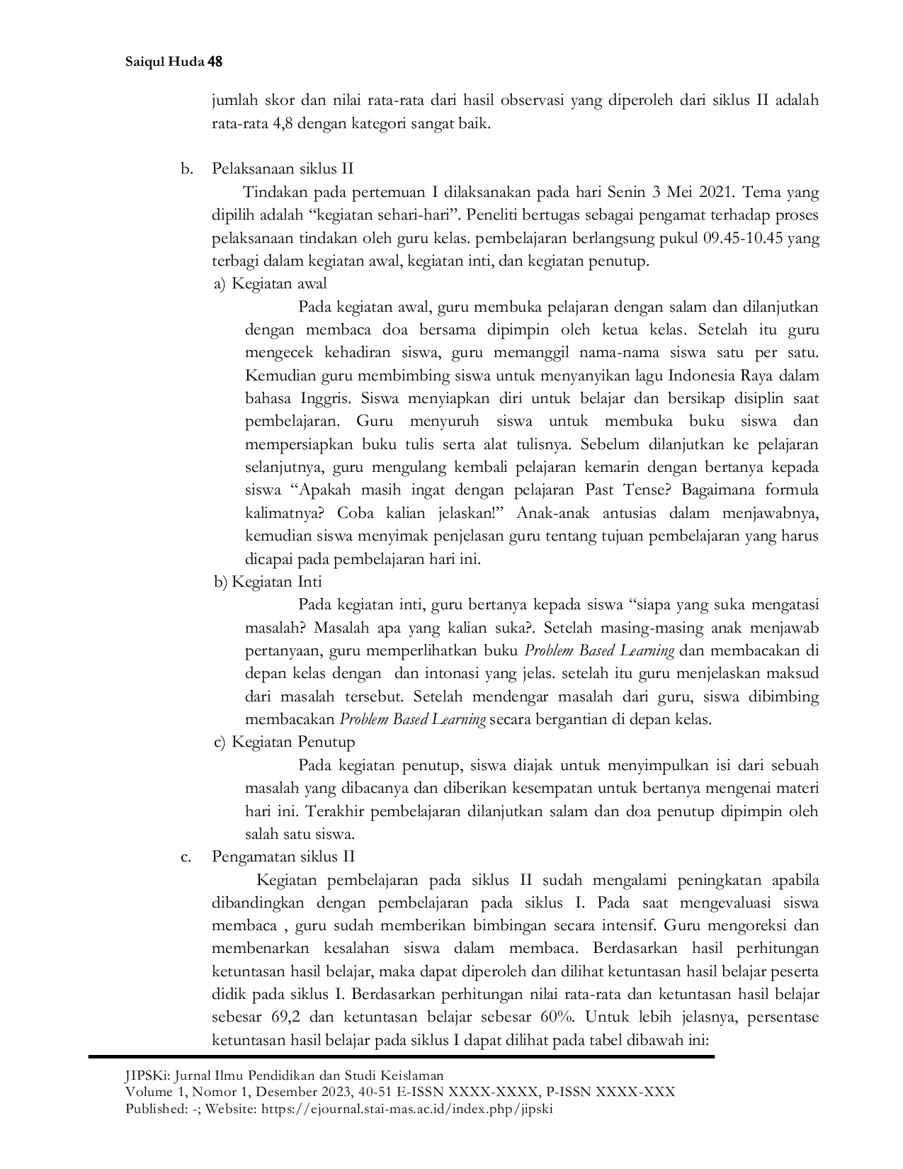 JURIS Peningkatan Hasil Belajar Bahasa Inggris Pada Kurikulum Merdeka Melalui Model Problem Based Learning Siswa Smpn 2 Sumbergempol