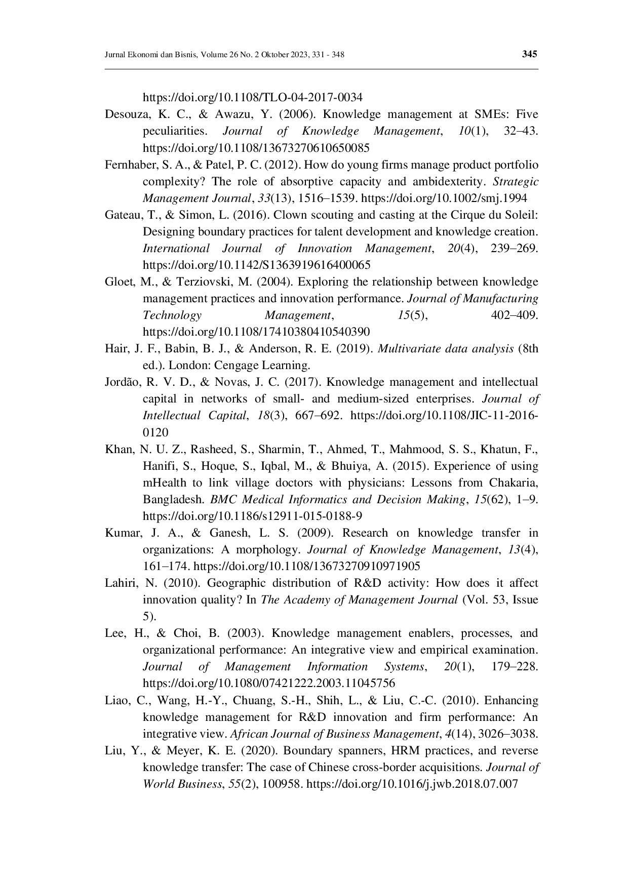 juris Integration of talent management and knowledge management for enhancing innovation performance