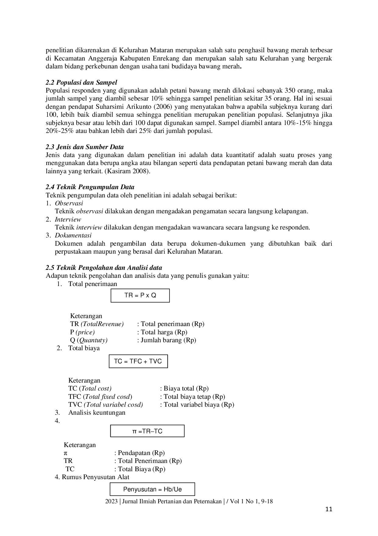 JURIS Analisis Pendapatan dan Tingkat Kesejahteraan Rumah Tangga Petani Bawang Merah di Kelurahan Mataran Kecamatan Anggeraja Kabupaten Enrekang