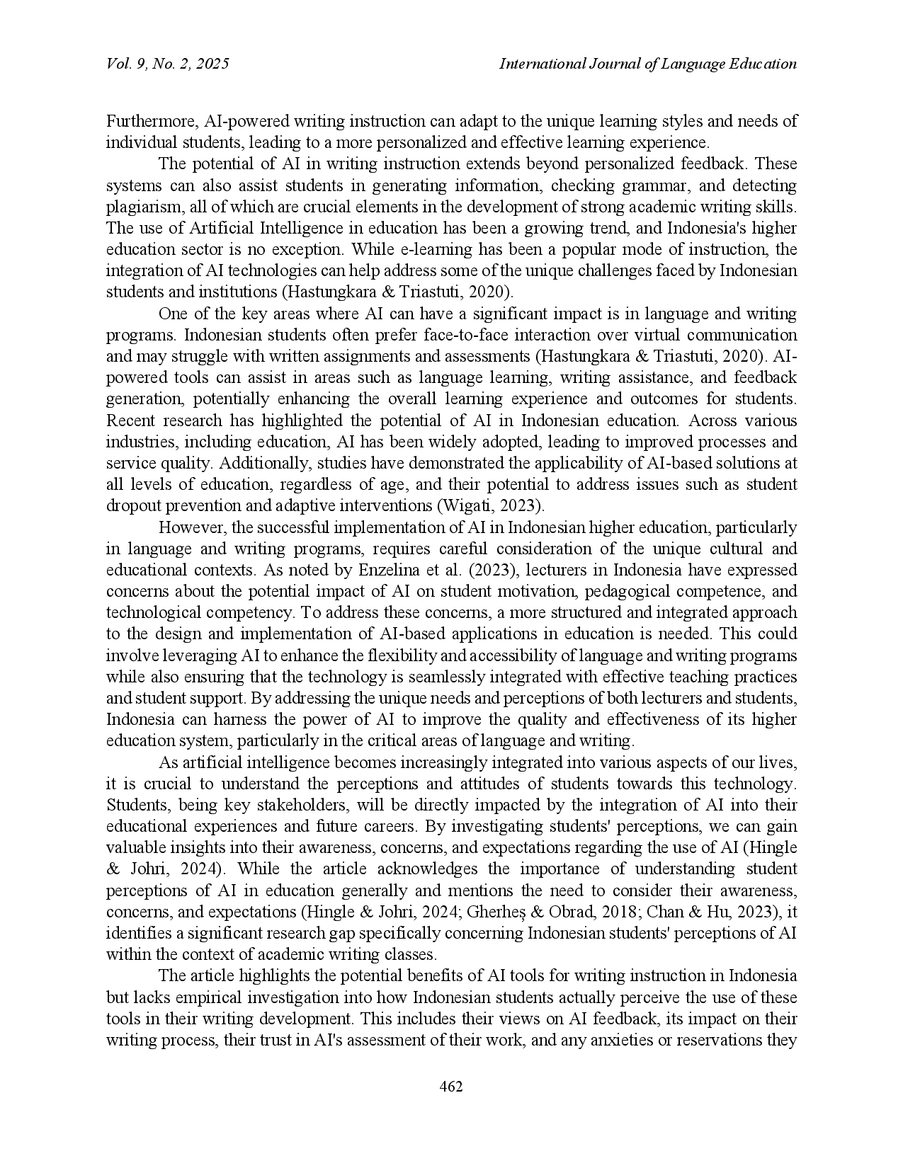 juris Students Perceptions of AI Based Instruction in Academic Writing Course at an Indonesian Private University