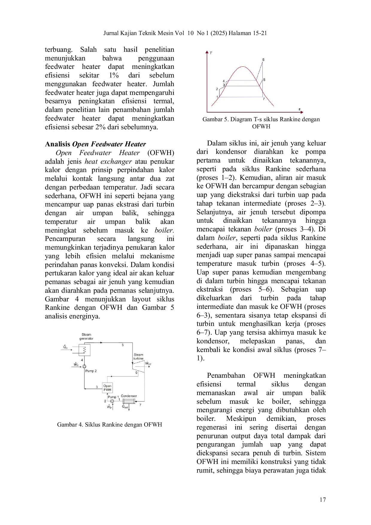 JURIS Analisis Komparatif Open Feedwater Heater dan Closed Feedwater Heater dalam Upaya Optimasi Siklus Rankine