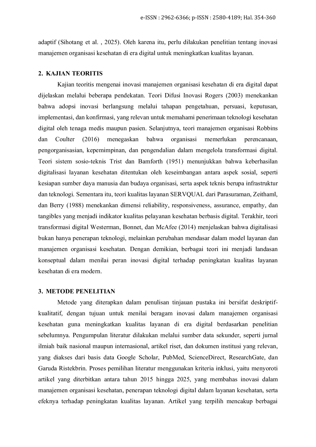 JURIS Inovasi Manajemen Organisasi Kesehatan Dalam Meningkatkan Mutu Layanan Di Era Digital