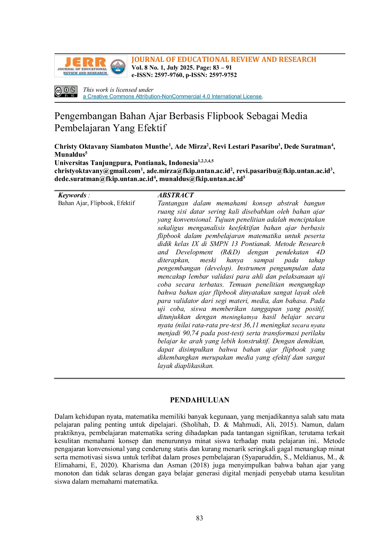 JURIS Pengembangan Bahan Ajar Berbasis Flipbook Sebagai Media Pembelajaran Yang Efektif