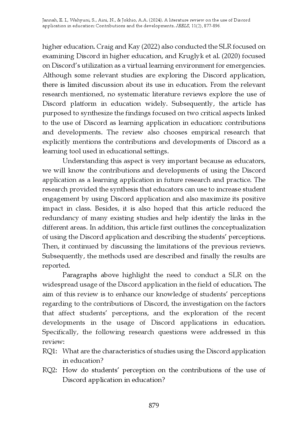juris A Literature Review on the Use of Discord Application in Education Contributions and the Developments