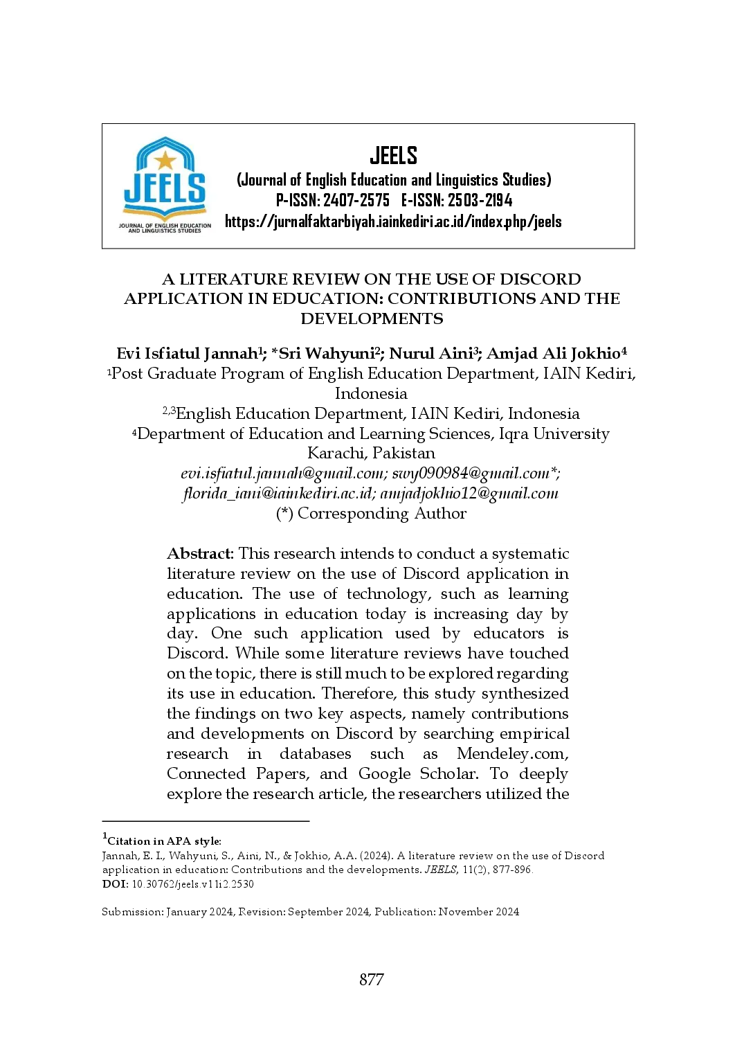 juris A Literature Review on the Use of Discord Application in Education Contributions and the Developments