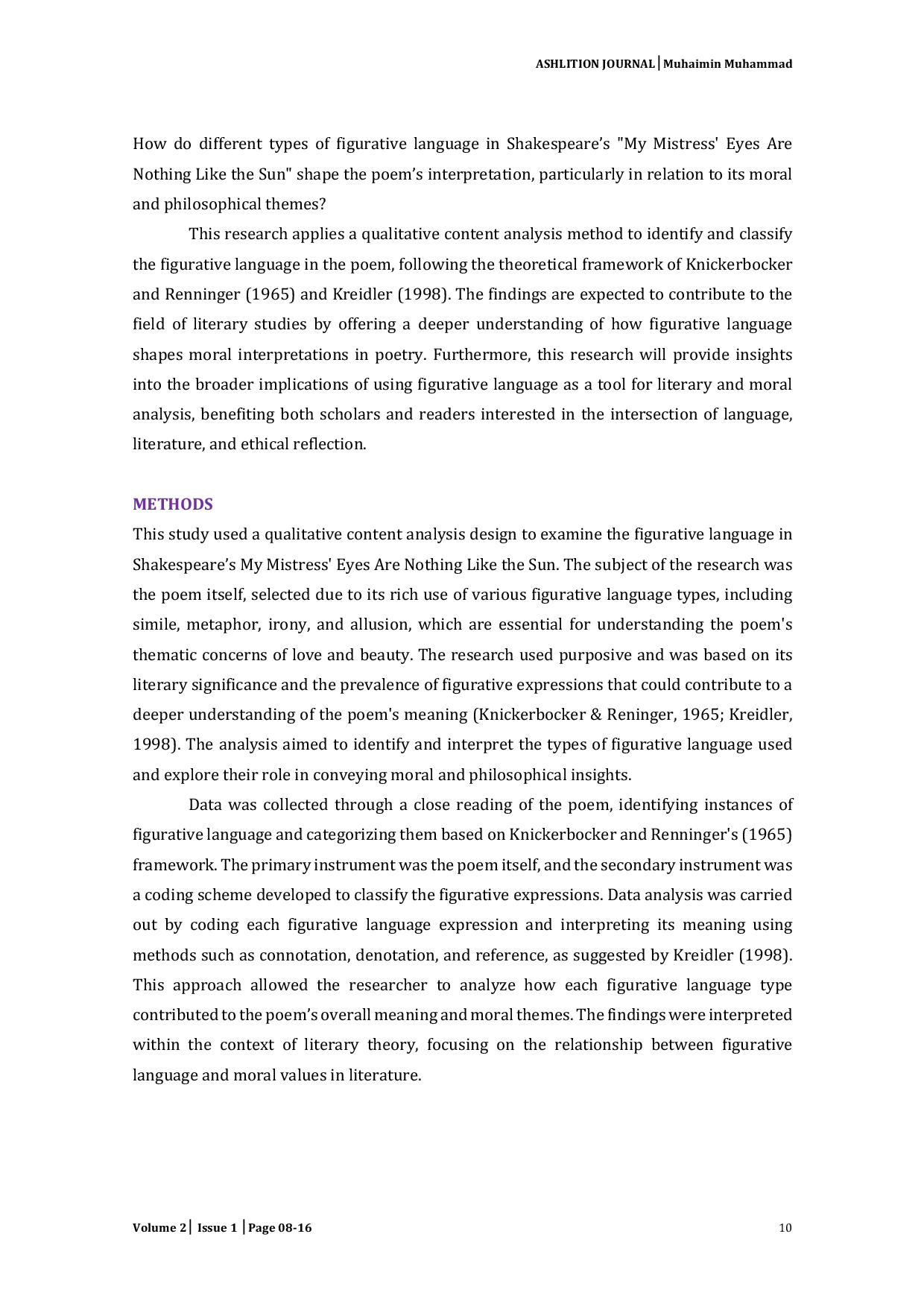 JURIS An Analysis of Figurative Language in the Poem My Mistress Eyes Are Nothing Like the Sun