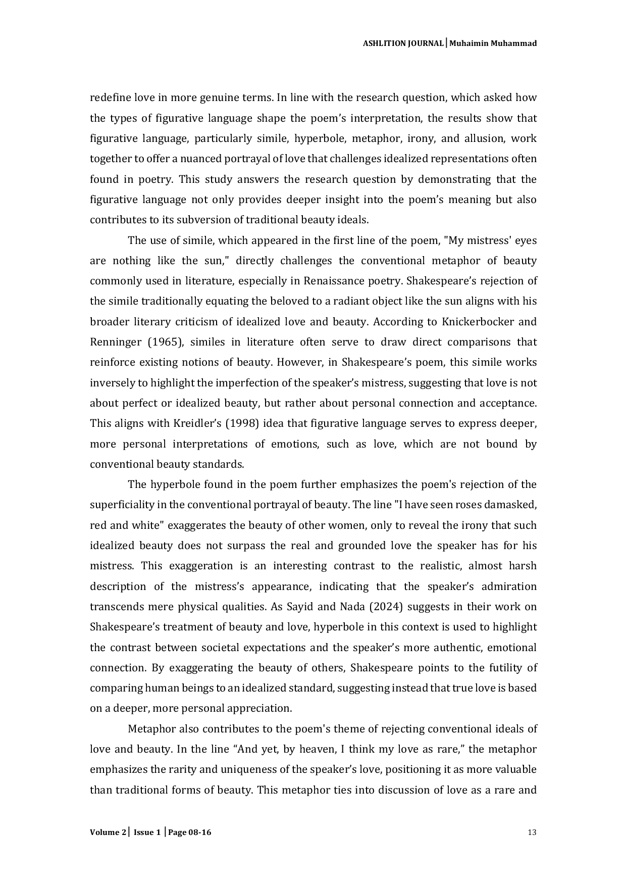 JURIS An Analysis of Figurative Language in the Poem My Mistress Eyes Are Nothing Like the Sun