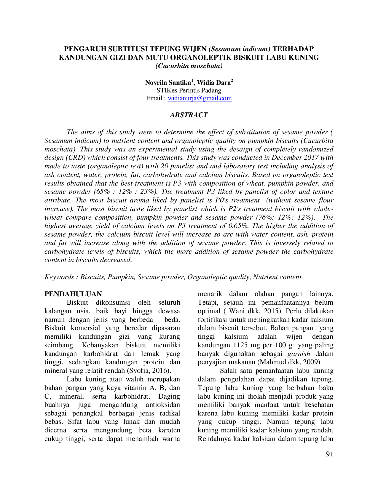juris PENGARUH SUBTITUSI TEPUNG WIJEN Sesamum indicum TERHADAP KANDUNGAN GIZI DAN MUTU ORGANOLEPTIK BISKUIT LABU KUNING Cucurbita moschata