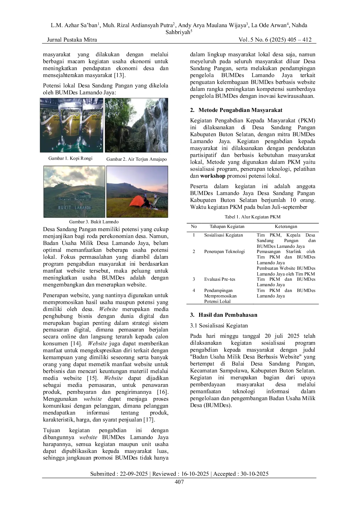 JURIS Transformasi Digital BUMDes Lamando Jaya Optimalisasi Website untuk Peningkatan Layanan dan Pendapatan