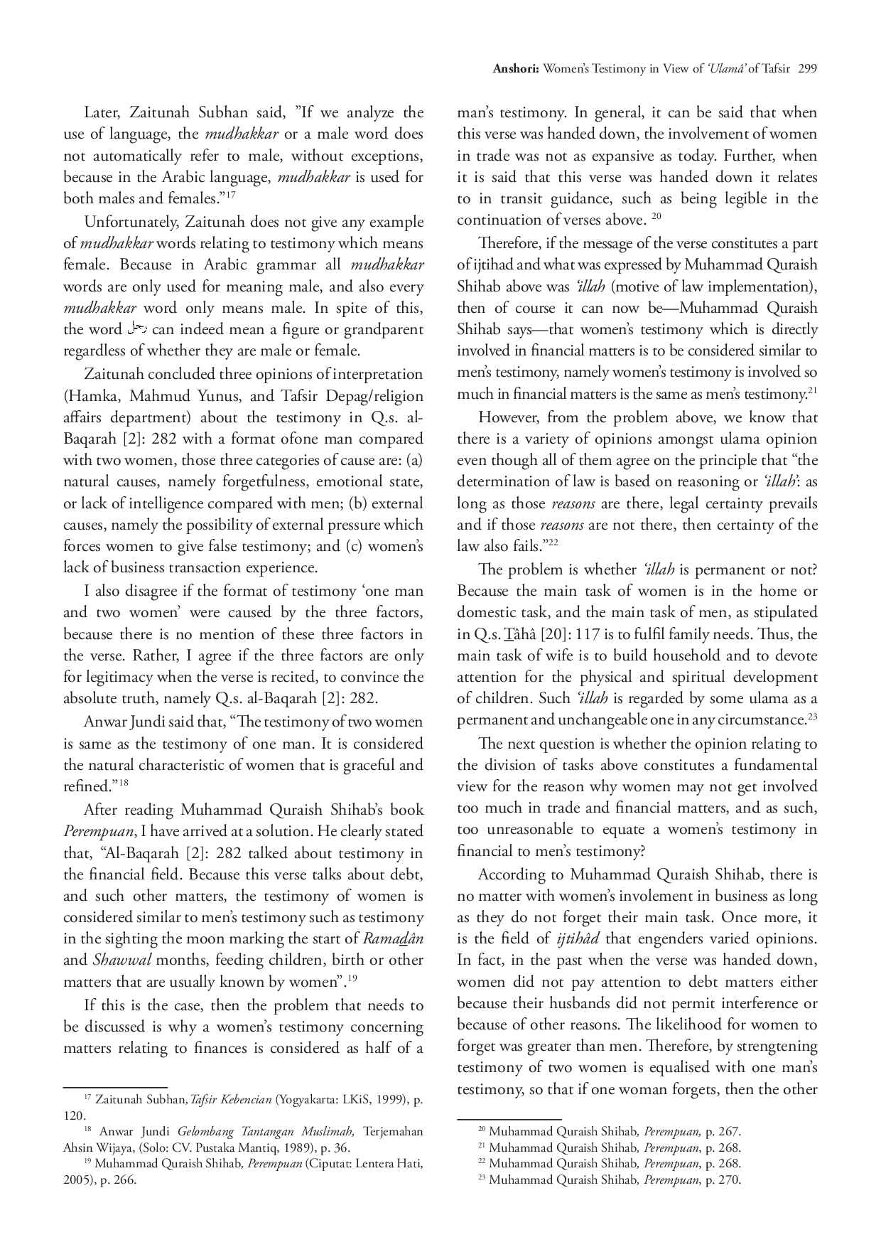 juris Kesaksian Wanita dalam Pandangan Ulama Tafsir