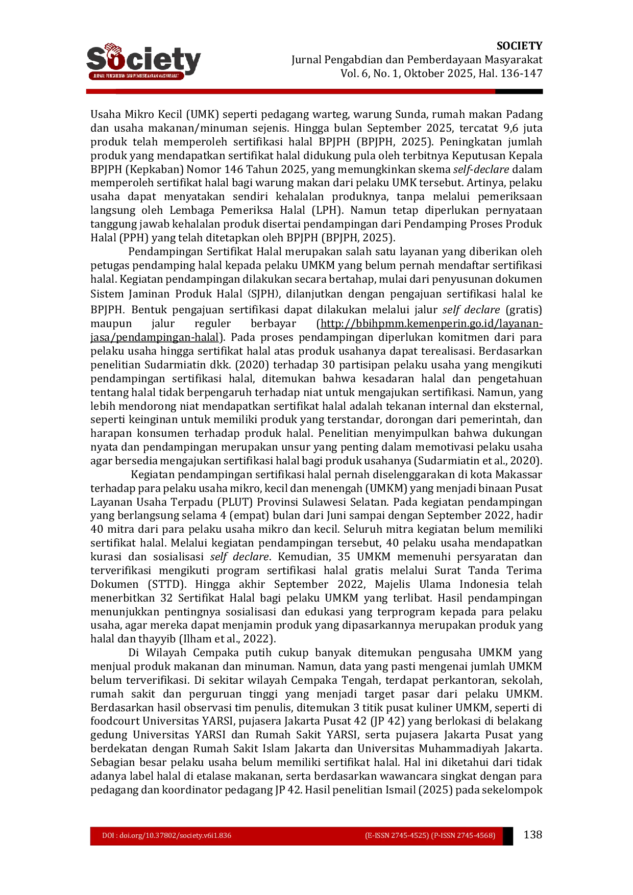 JURIS Program Sosialisasi Halal dan Thayyib dari Pendekatan Psikologi dan Islam bagi Pelaku UMKM di Kecamatan Cempaka Putih Jakarta Pusat