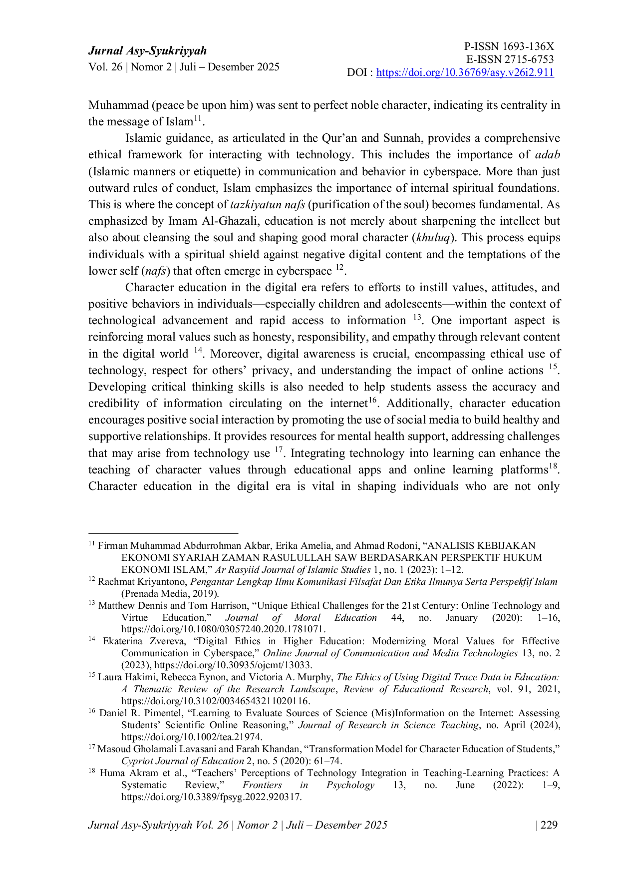 JURIS Internalization of Islamic Values as the Foundation of Students Digital Ethics A Case Study of Character Education at Al Fajar Islamic Senior High School