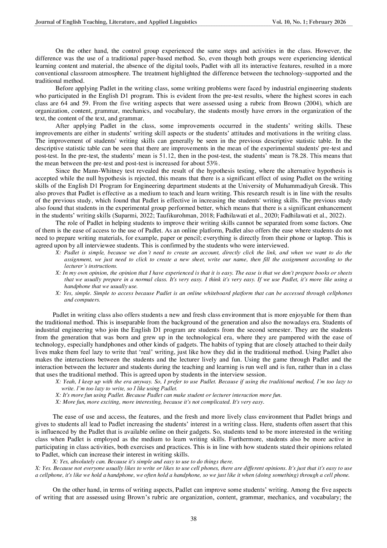 JURIS The Effectiveness of Using Padlet in Writing Skills of The English D1 Program for Engineering Students at The University of Muhammadiyah Gresik