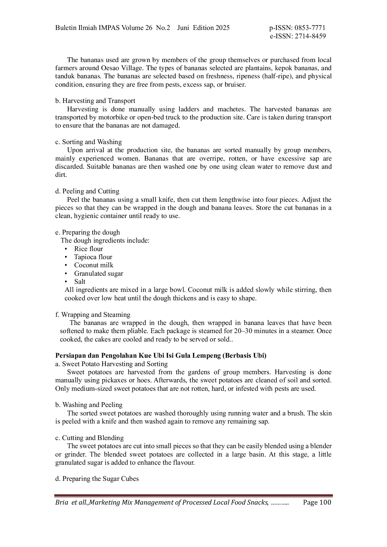 JURIS Bauran Manajemen Pemasaran Jajanan Lokal Olahan Pada Kelompok Tani Nusa Hijau Di Kecamatan Oesao Kabupaten Kupang Timur Kabupaten Kupang