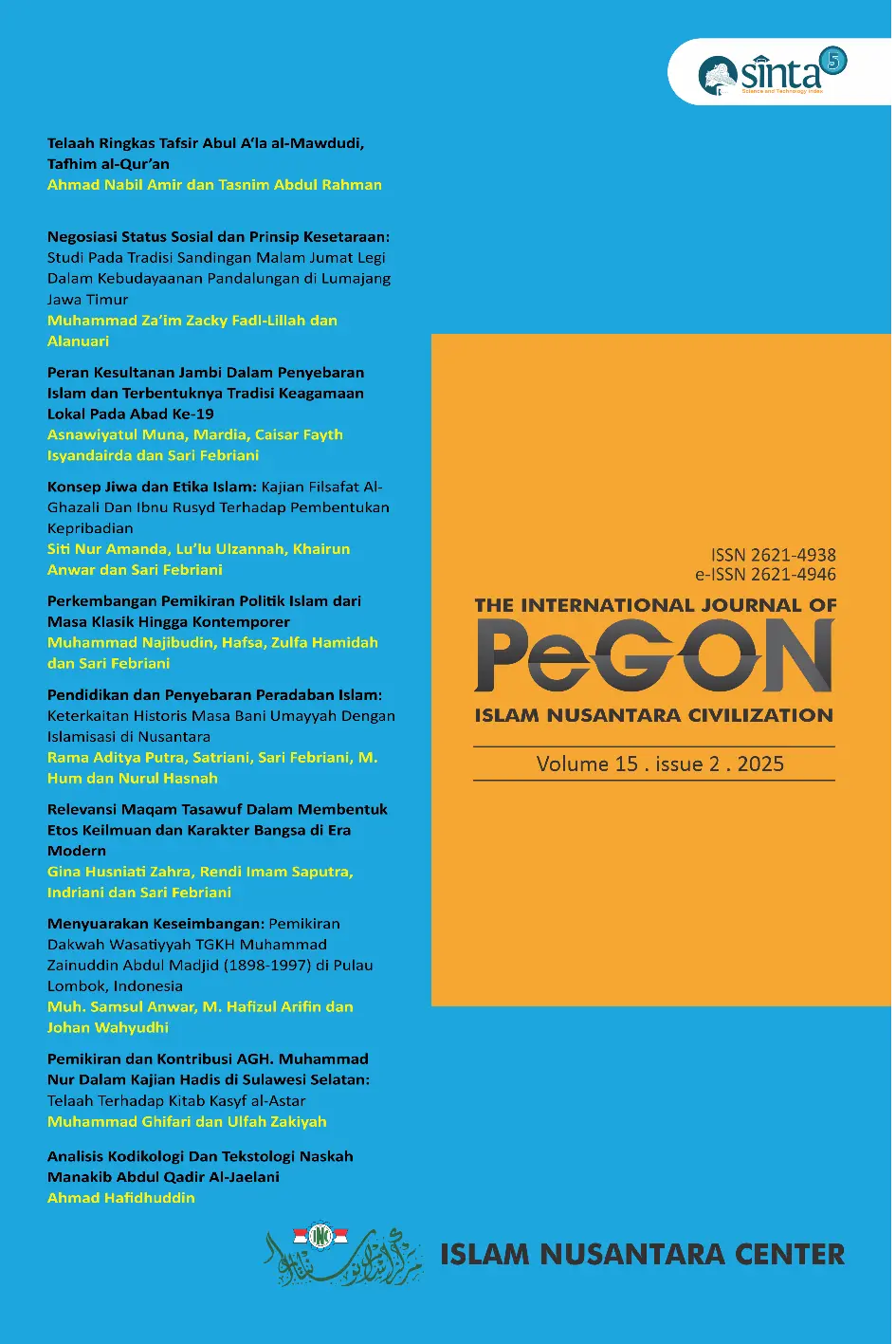 JURIS Pemikiran Dan Kontribusi AGH Muhammad Nur Dalam Kajian Hadis Di Sulawesi Selatan