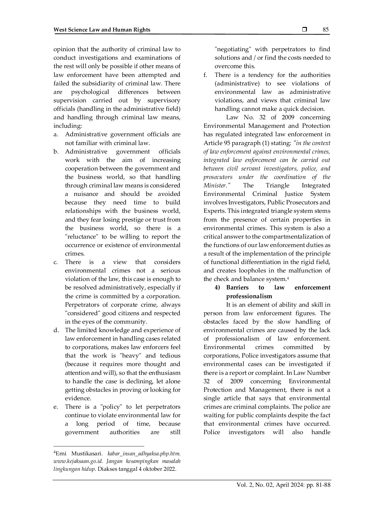 JURIS Enforcement of Environmental Criminal Law in Cases of Environmental Pollution by Corporations