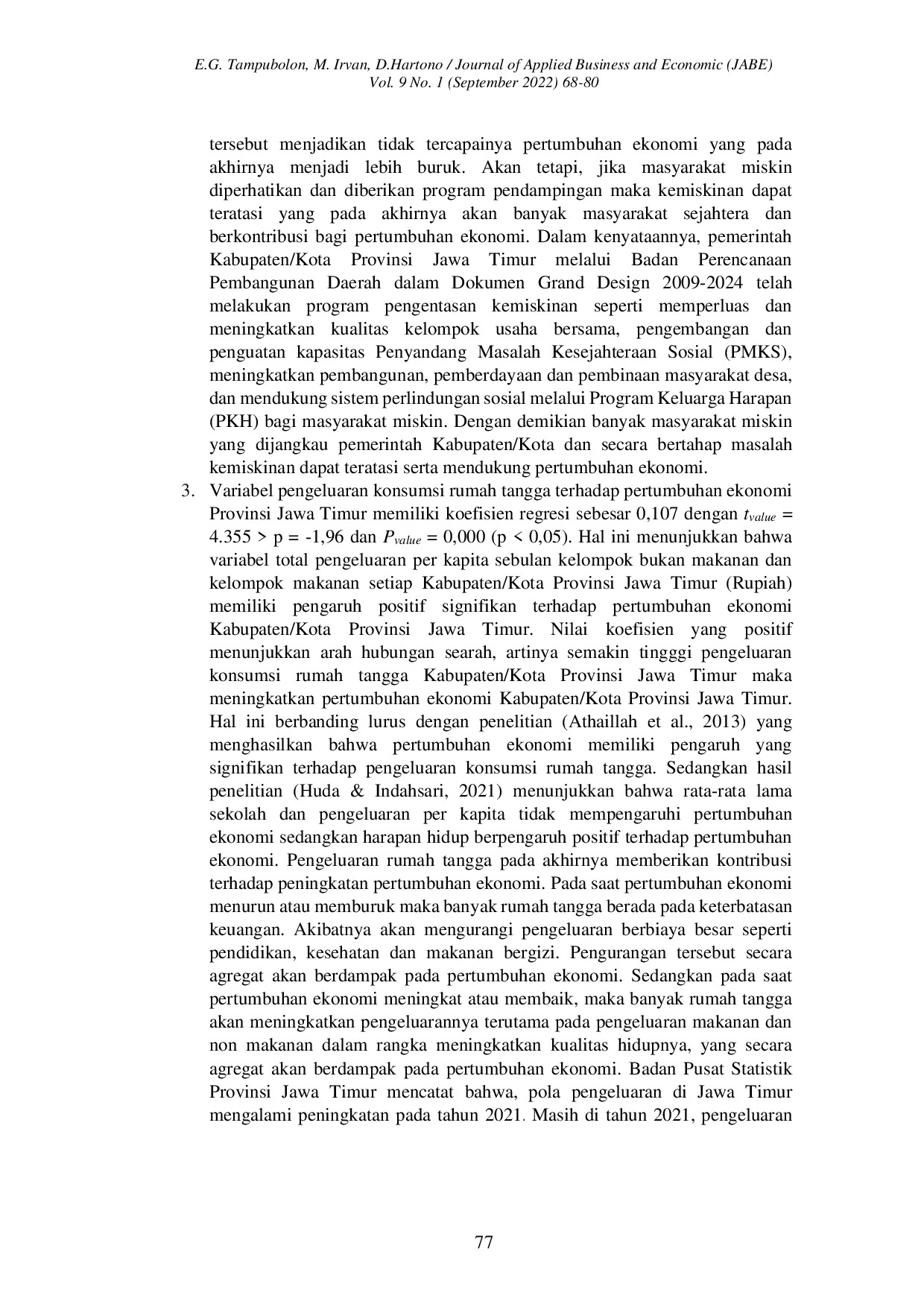 JURIS Determinan Pertumbuhan Ekonomi Kabupaten Kota Provinsi Jawa Timur Tahun 2014 2020