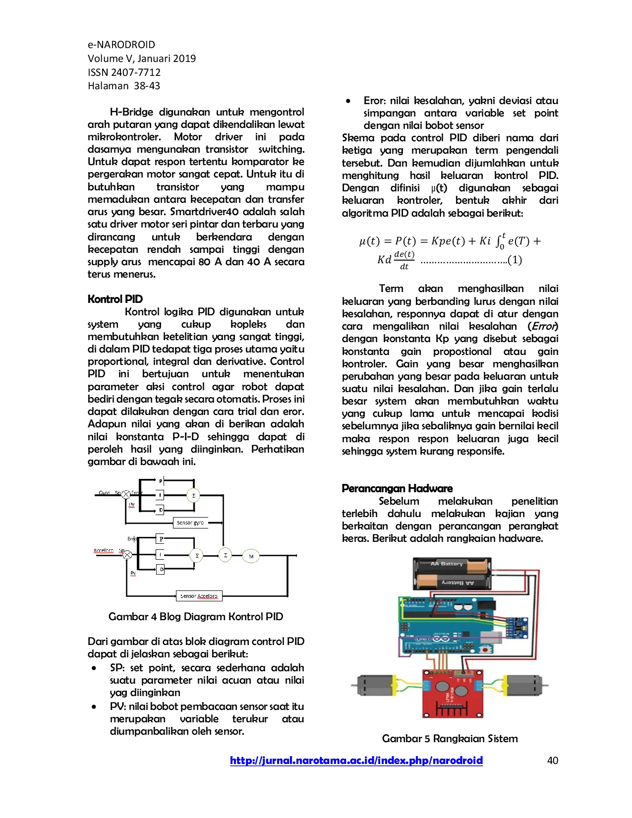JURIS Perancangan Kontroler Proportional Integral Derivative Robot Segway Berbasis Mikrokontroler Arduino Nano
