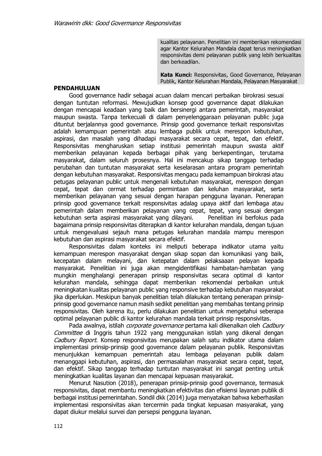 JURIS Penerapan Prinsip Prinsip Good Governance Dalam Pelayanan Publik Studi Kasus Prinsip Responsivitas