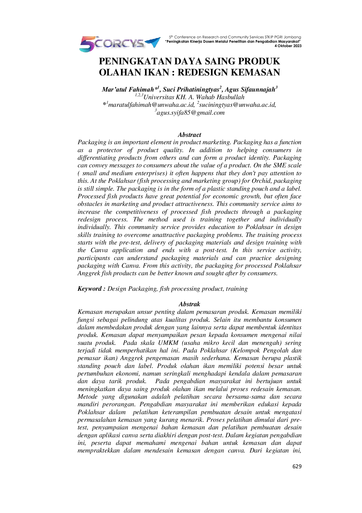 JURIS Peningkatan Daya Saing Produk Olahan Ikan Redesign Kemasan