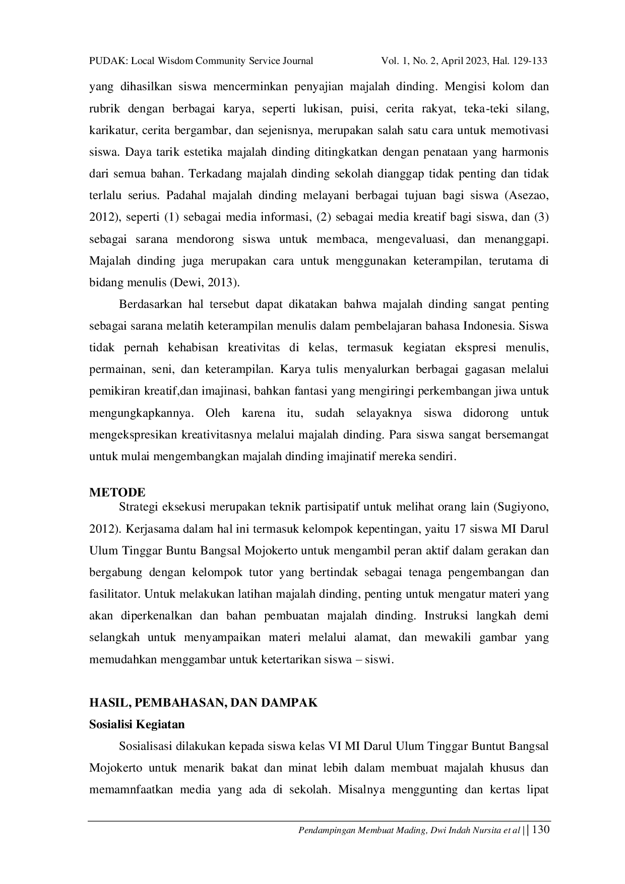 JURIS Pendampingan Membuat Mading Di Darul Ulum Tinggar Buntut Bangsal Mojokerto