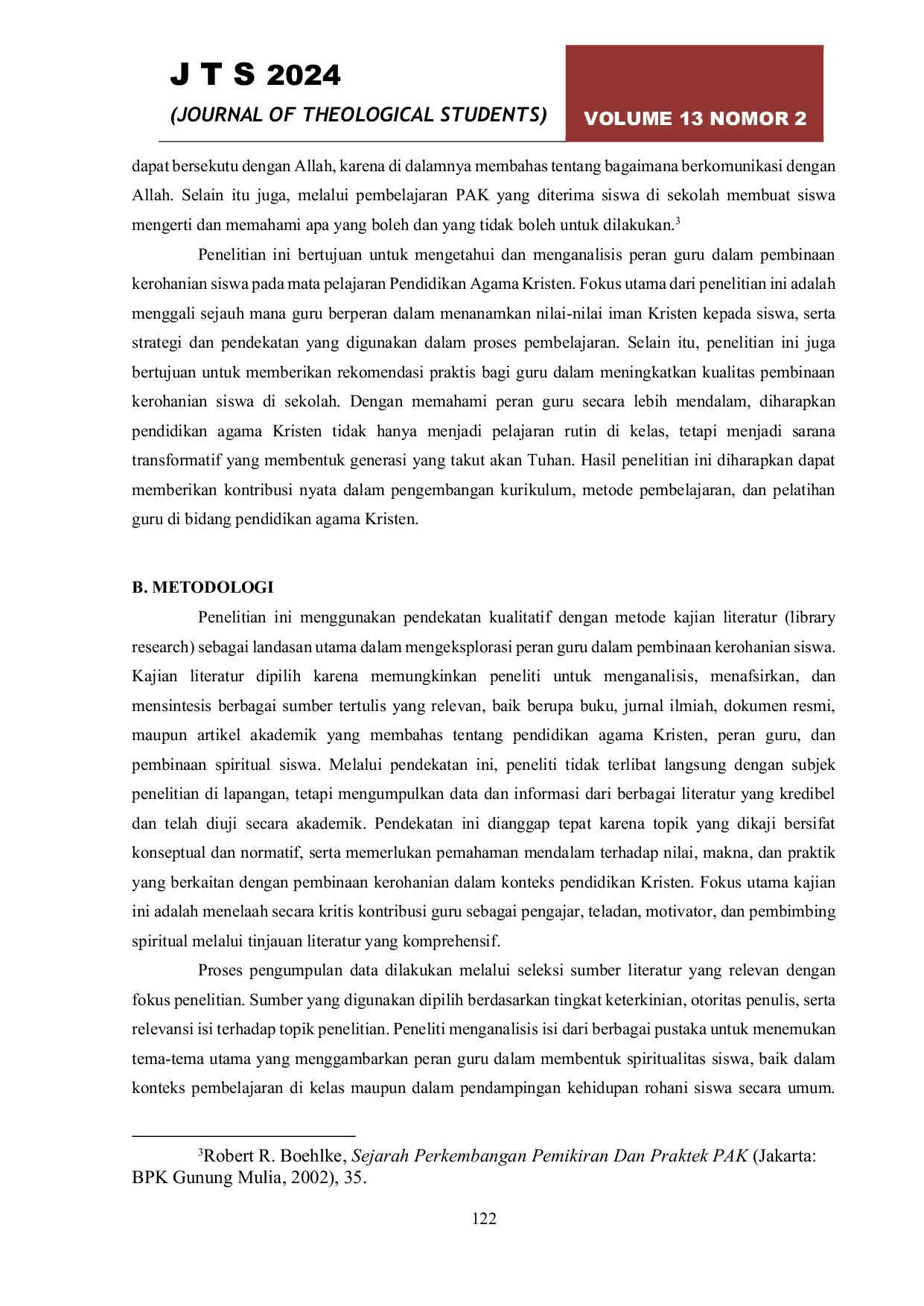 JURIS Peran Guru Dalam Pembinaan Kerohanian Siswa Pada Mata Pelajaran Pendidikan Agama Kristen