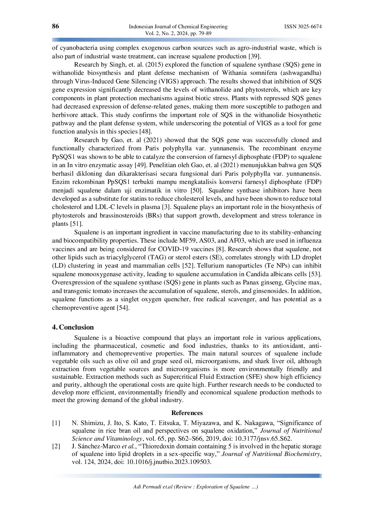 JURIS Review Exploration of Squalene from Natural Materials as its Potential in Health and Food Fields