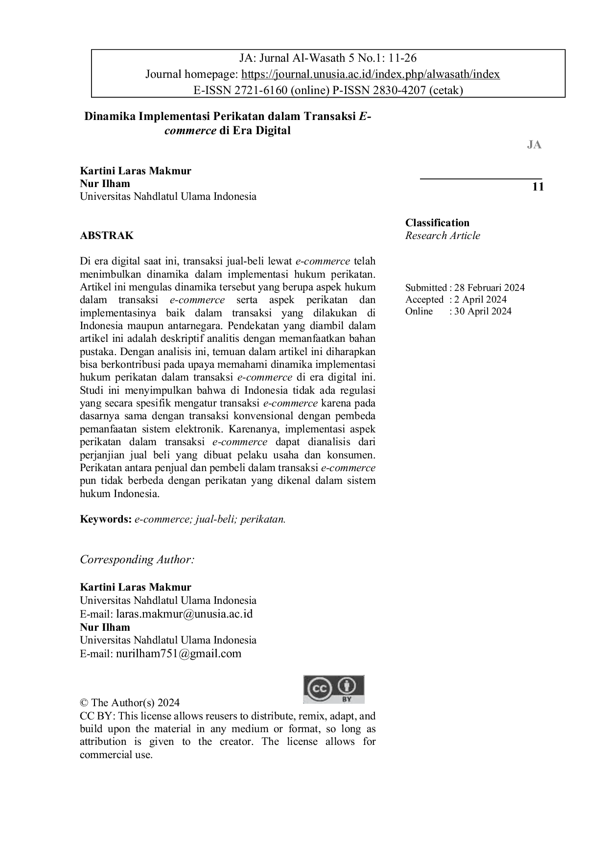 JURIS Dinamika Implementasi Perikatan dalam Transaksi E commerce di Era Digital