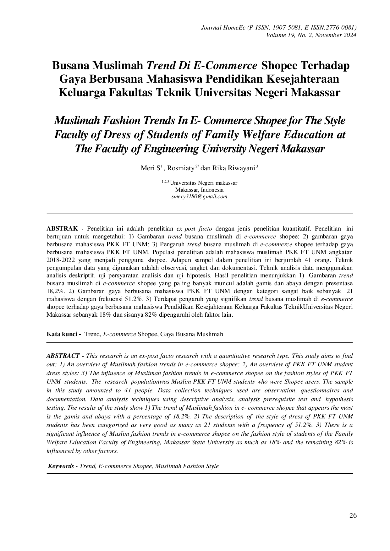 JURIS Busana Muslimah Trend Di E Commerce Shopee Terhadap Gaya Berbusana Mahasiswa Pendidikan Kesejahteraan Keluarga Fakultas Teknik Universitas Negeri Makassar