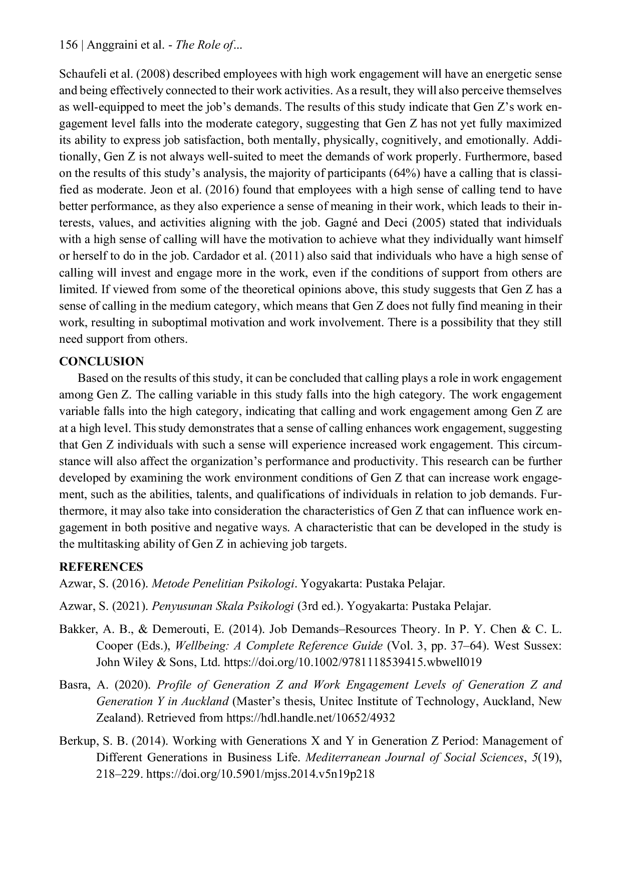 JURIS The Role of Calling on Work Engagement A Study on Generation Z