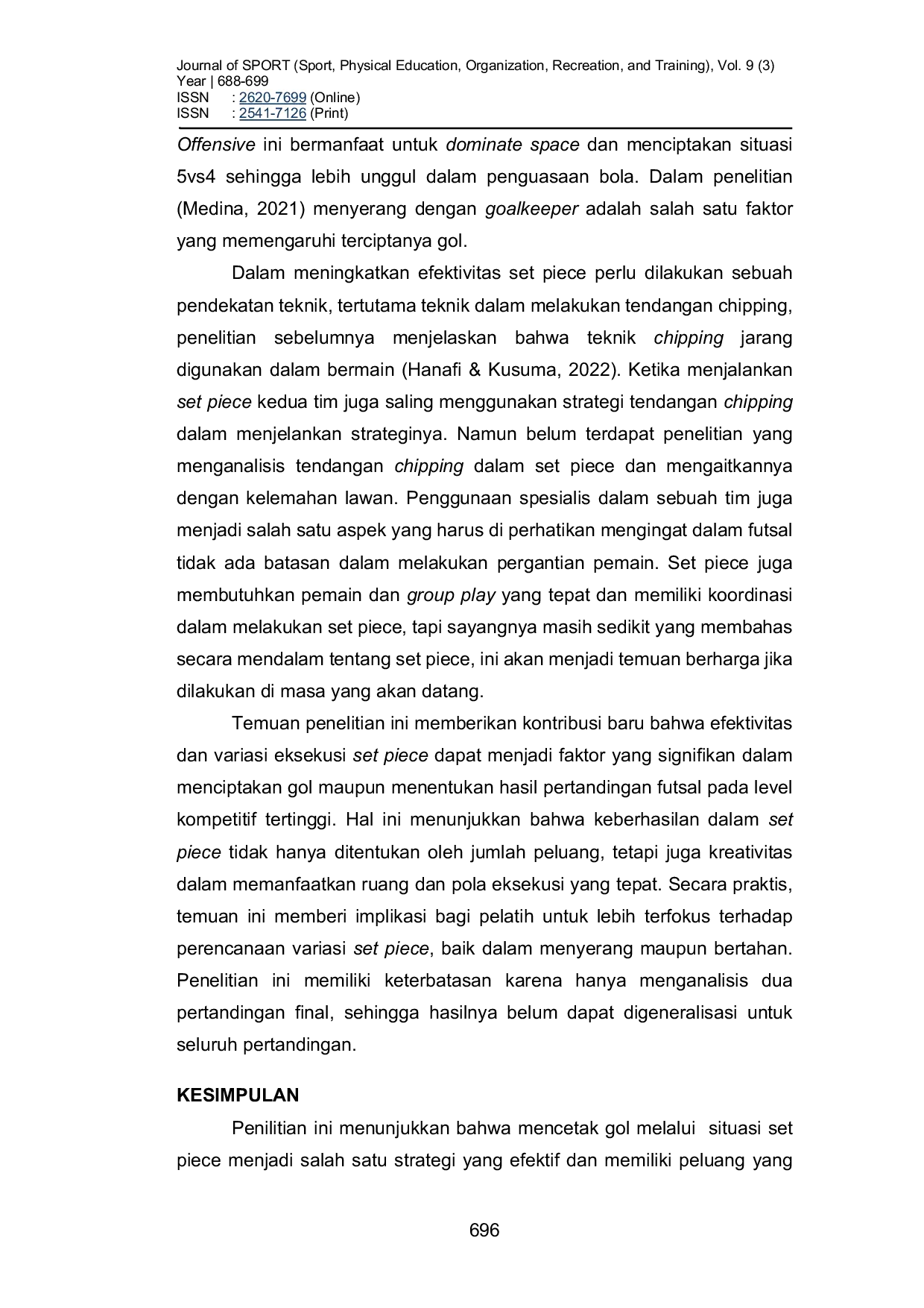 JURIS Analisis Strategi Set Piece pada Babak Final Pro Futsal League 2025